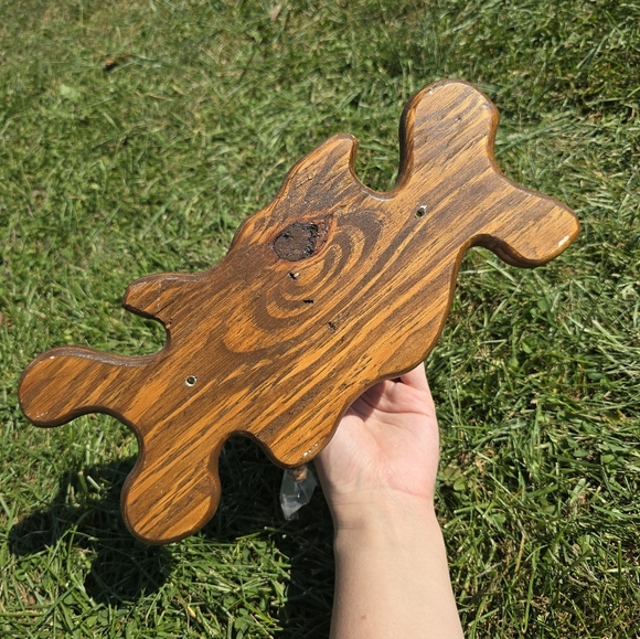 CHILD'S WOODEN MOOSE HEAD CLOTHES COAT HAT RACK 12" LONG, WALL MOUNTED - Picture 9 of 13